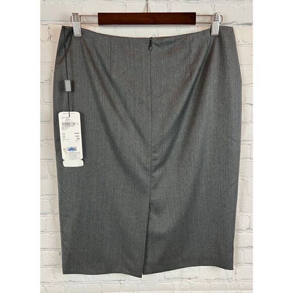 ESCADA gray herringbone wool silk pencil straight classic skirt size 40 (10) NWT - Picture 4 of 9